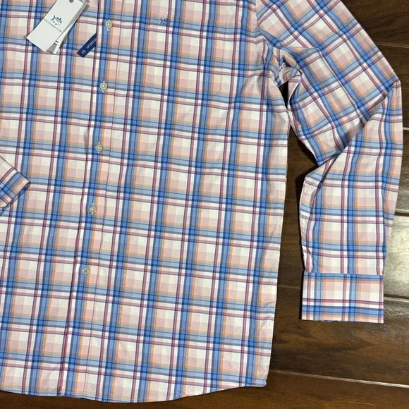 Southern Tide Men's Size Medium Parfait Pink Gaspee Plaid Sport Button Shirt - Picture 3 of 10